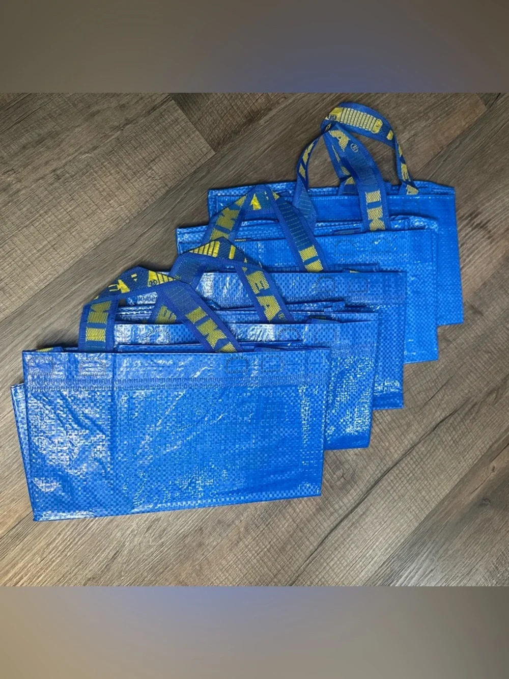 Lot of 5 IKEA FRAKTA Oversized Blue Shopping/Laundry Tote Bags